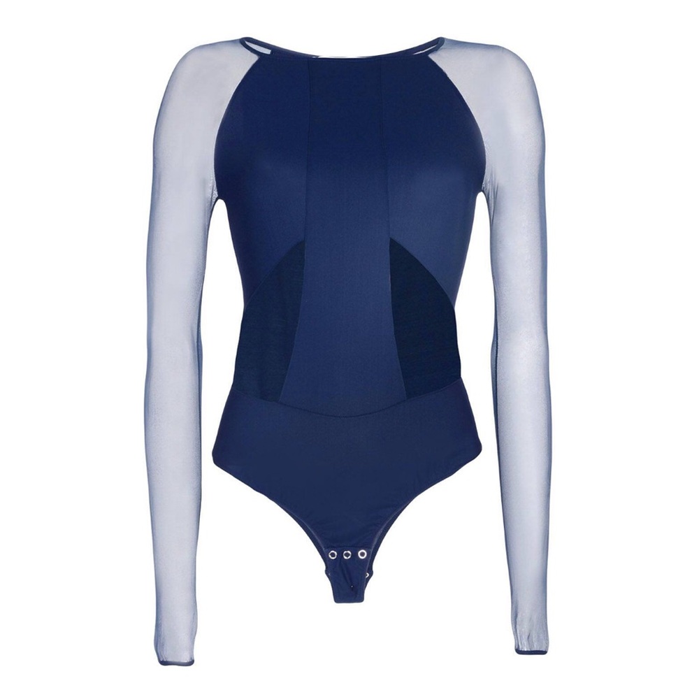 Italian Navy Blue Long Sleeve Bodysuit